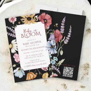 Convite Chá de Bebê Floral Bee Baby RSVP QR
