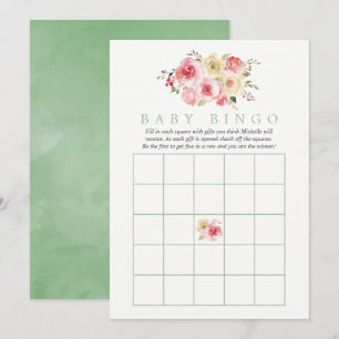 Convite Chá de Bebê Floral Blush e Sage Baby Bingo