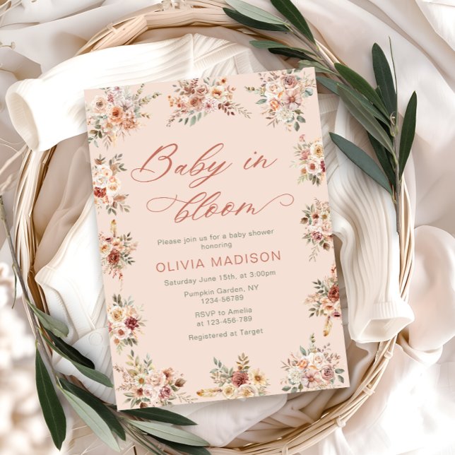 Convite Chá de Bebê Floral Boho (Criador carregado)
