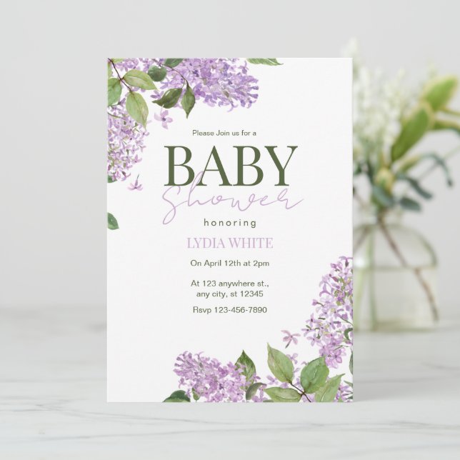 Convite Chá de Bebê Floral Boho Chá de Bebê  (Em pé/Frente)