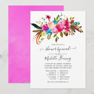 Convite Chá de Bebê Floral Boho Chic em Aquarela por Corre