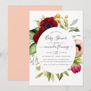 Convite Chá de Bebê Floral Boho em Aquarela