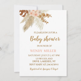 Convite Chá de Bebê Floral Boho Pampas