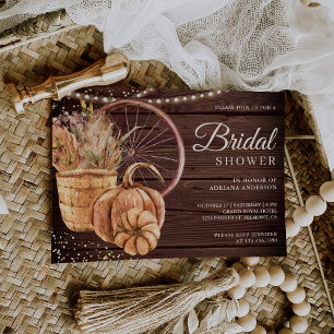 Convite Chá de Bebê Floral Boho Pampas Abóbora Outono Made