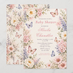 Convite Chá de Bebê Floral Borboleta