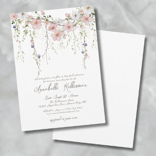 Convite Chá de Bebê Floral Botânico Elegante de Flores Sil