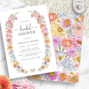 Convite Chá de Bebê Floral Brilhante em Aquarela