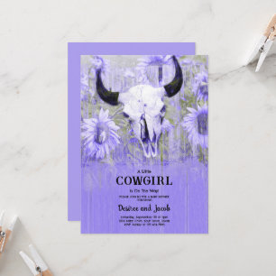 Convite Chá de Bebê Floral Caubói Purple Country Western