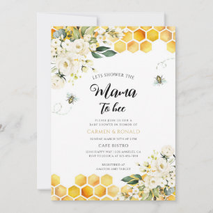 Convite Chá de Bebê Floral Colmeia