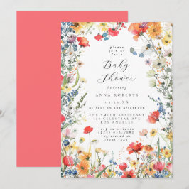 Convite Chá de Bebê Floral Colorido em Aquarela