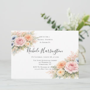 Convite Chá de Bebê Floral com Aquarela Suave