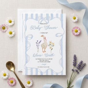 Convite Chá de Bebê Floral com Ganso Vintage