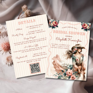 Convite Chá de Bebê Floral Country Boho Ocidental Cowgirl