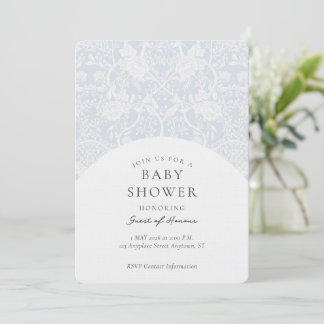 Convite Chá de Bebê Floral Damask Vintage Elegante