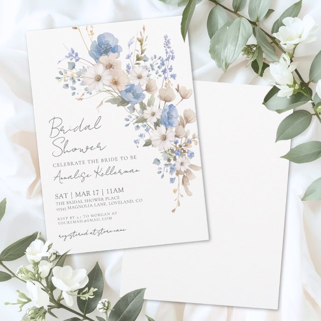 Convite Chá de Bebê Floral de Flores Silvestres (Wildflower Floral Bridal Shower Invitation)