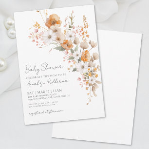 Convite Chá de Bebê Floral de Flores Silvestres Elegantes