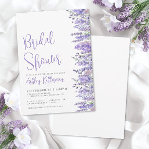 Convite Chá de Bebê Floral de Lavanda em Aquarela Elegante