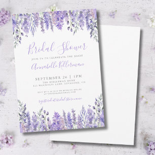 Convite Chá de Bebê Floral de Lavanda em Aquarela Elegante