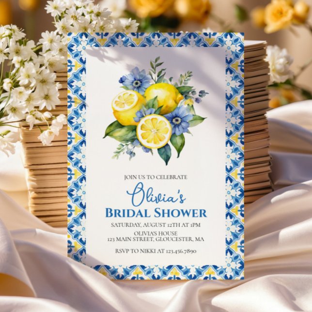 Convite Chá de Bebê Floral de Limão La Dolce Vita (Criador carregado)