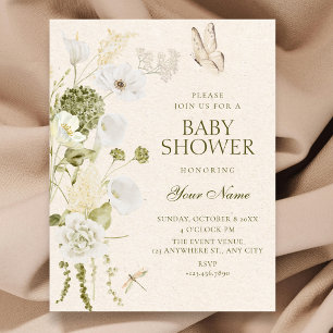 Convite Chá de bebê floral elegante
