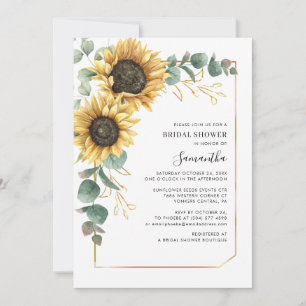 Convite Chá de Bebê Floral Elegante com Girassóis e Eucali