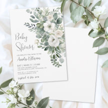 Chá de Bebê Floral Elegante de Eucalipto