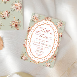 Convite Chá de Bebê Floral Elegante de Outono