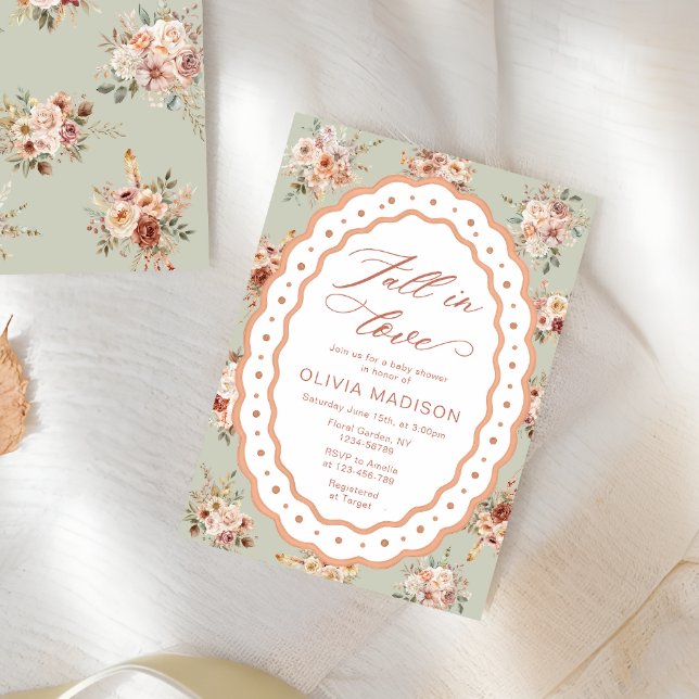 Convite Chá de Bebê Floral Elegante de Outono (Criador carregado)