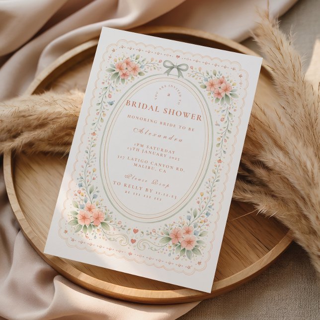 Convite Chá de Bebê Floral Elegante Folk (Criador carregado)