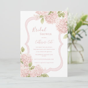 Convite Chá de Bebê Floral Elegante Rosa Hydrangea