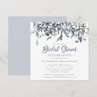 Chá de Bebê Floral em Aquarela Azul Claro Simples