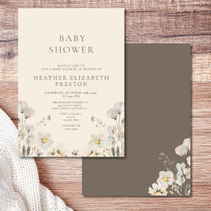 Convite Chá de Bebê Floral em Aquarela Elegante