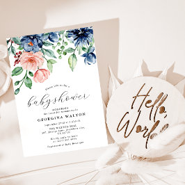 Convite Chá de Bebê Floral em Aquarela Elegante