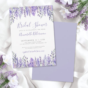 Convite Chá de Bebê Floral em Aquarela Lavanda Elegante