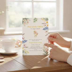 Convite Chá de Bebê Floral em Aquarela Nossa Pequena Frang