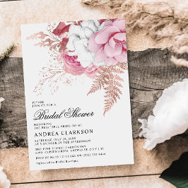 Convite Chá de Bebê Floral em Aquarela Rosa Elegante