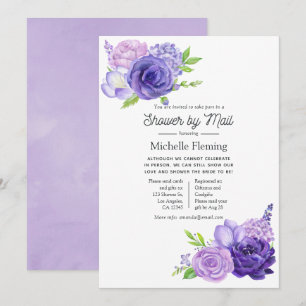 Convite Chá de Bebê Floral em Aquarela Roxo Ultra Violeta