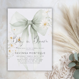 Convite Chá de Bebê Floral em Verde Pastel Bebê em Flor