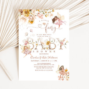 Convite Chá de Bebê Floral Fada Jardim de Flores Silvestre