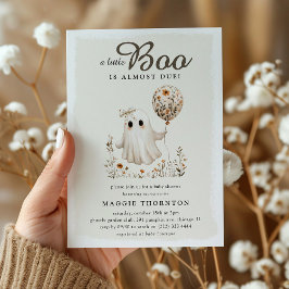 Convite Chá de Bebê Floral Fantasma Outono Boho Halloween 