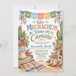 Convite Chá de Bebê Floral Festa Mexicana Menino