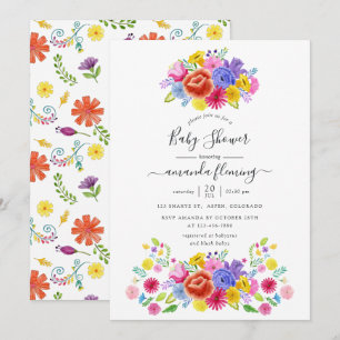 Convite Chá de Bebê Floral Fiesta Mexicana