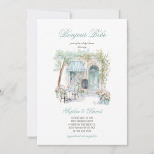 Convite Chá de Bebê Floral Francês Bonjour Bebe