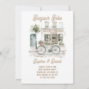 Convite Chá de Bebê Floral Francês Bonjour Bebe