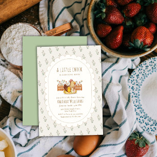 Convite Chá de Bebê Floral Frango Sage Cottagecore