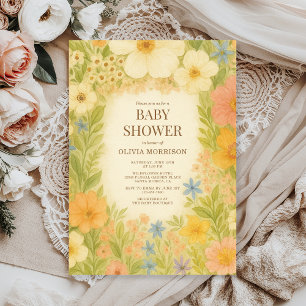 Convite Chá de Bebê Floral Jardim Botânico Elegante