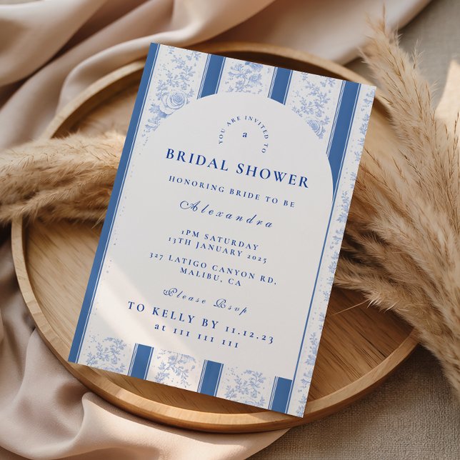 Convite Chá de Bebê Floral Jardim de Marfim Azul (Criador carregado)