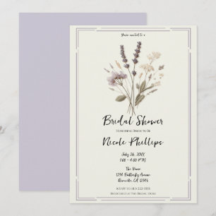 Convite Chá de Bebê Floral Lavanda Delicada Nupcial