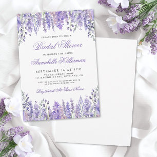Convite Chá de Bebê Floral Lavanda em Aquarela Elegante