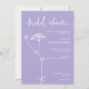 Convite Chá de Bebê Floral Lavanda Minimalista Moderno